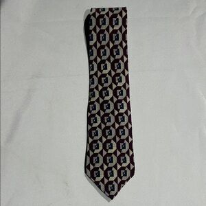 Elegant Geometric Tie - Burgundy and Cream